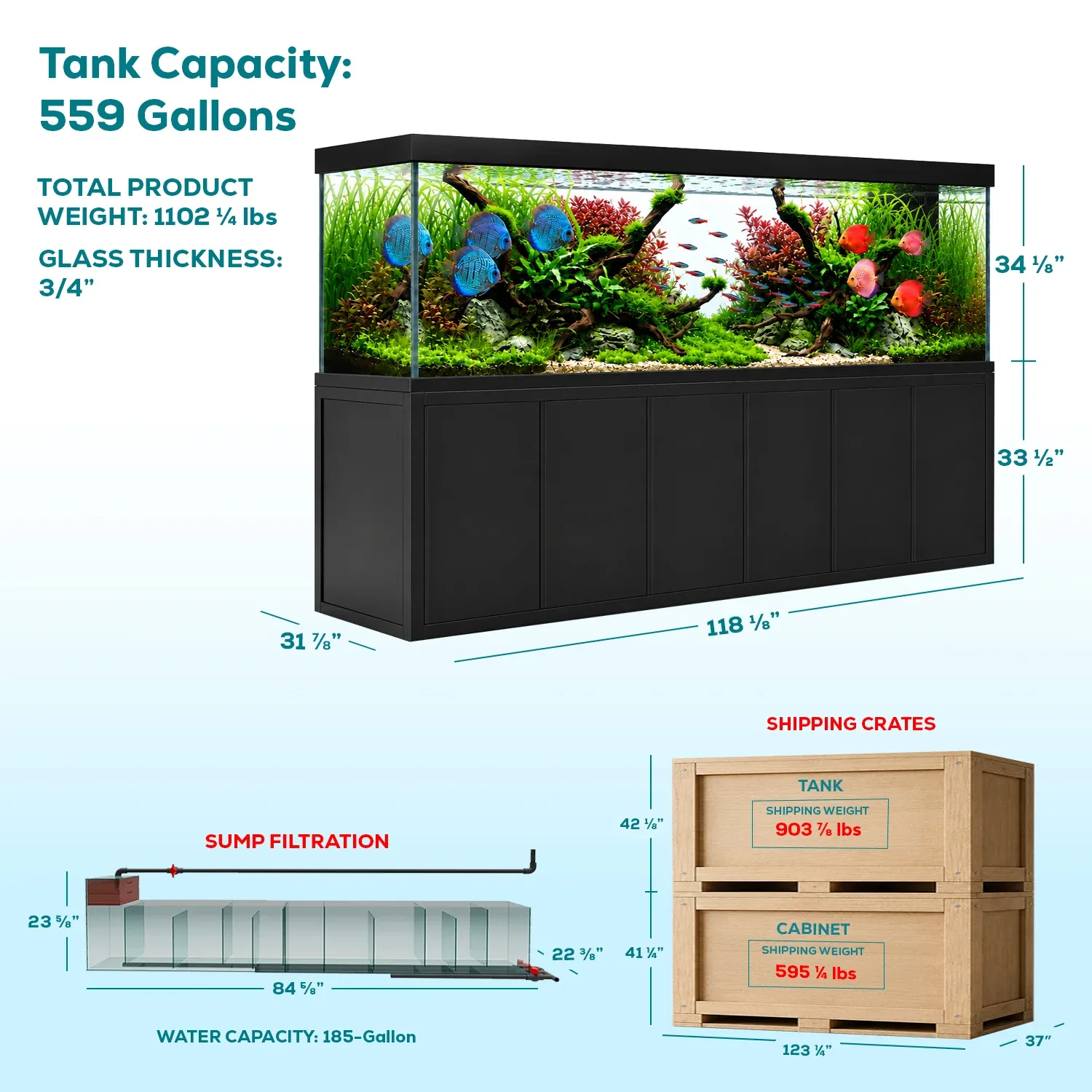 Aqua Dream 500 Gallon Tempered Glass Aquarium Black - Image 2