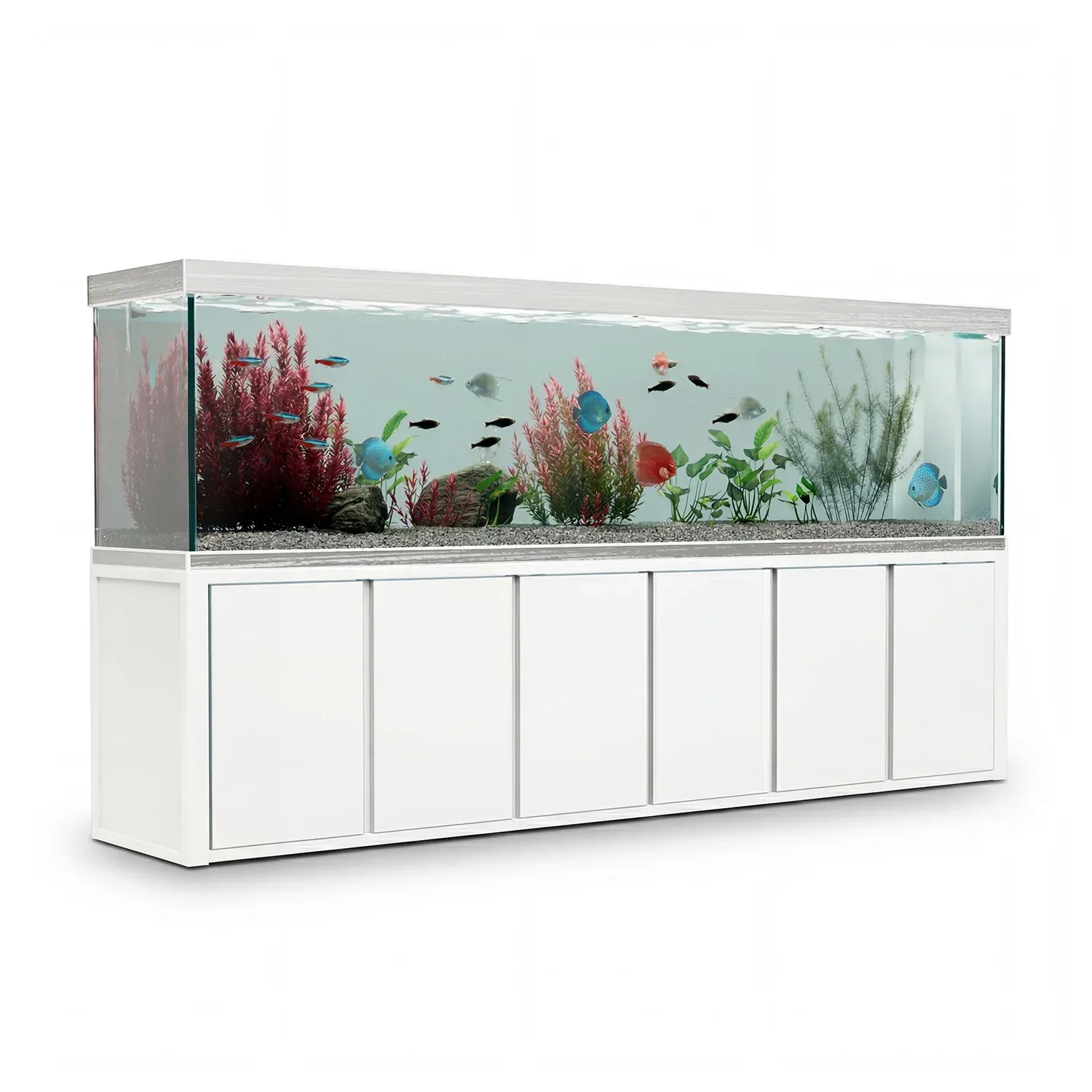 Aqua Dream 500 Gallon Tempered Glass Aquarium White Silver
