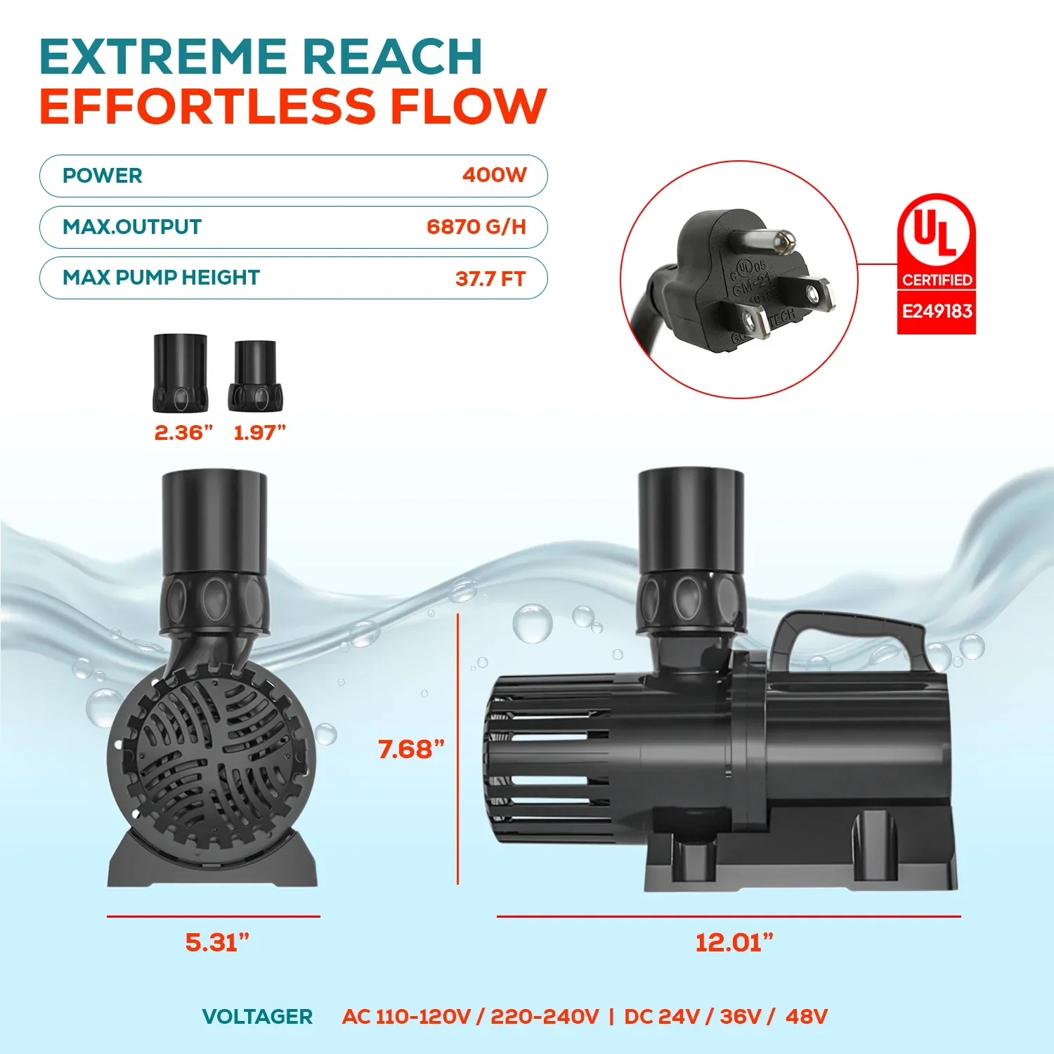 Aqua Dream 6870 GPH External & Submersible Pond Pump 400W Variable Frequency with External Controller - Image 2