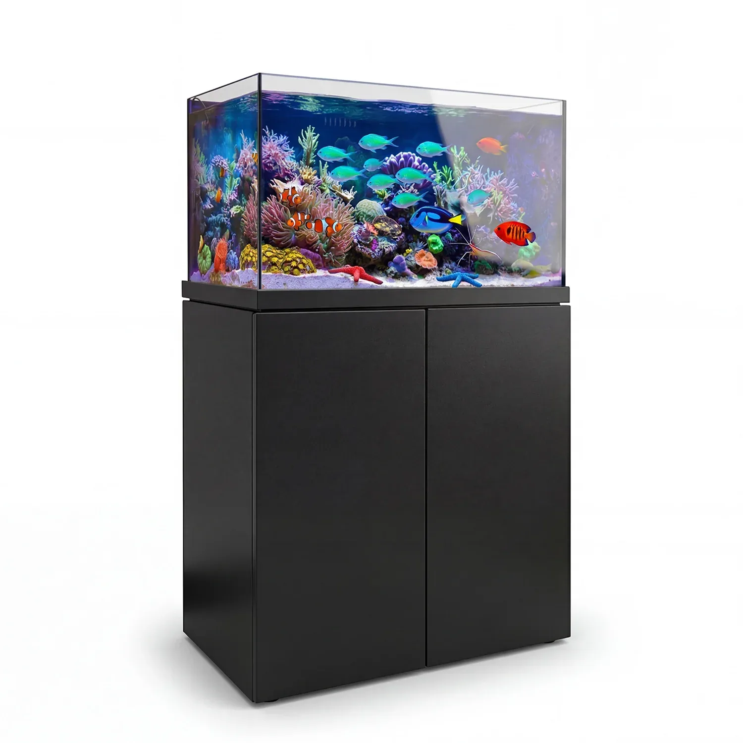 Aqua Dream Coral Reef Aquarium Tempered Glass 90 Gallon Tank Complete Set Black including one Coral light