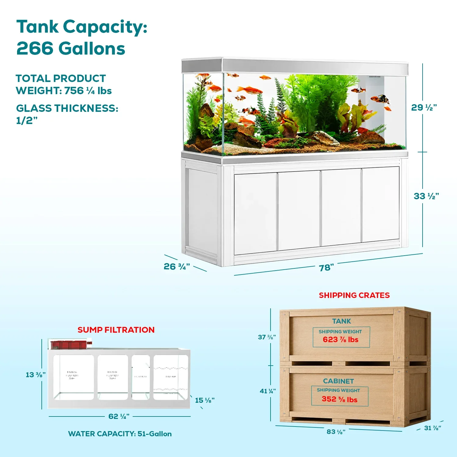 Aqua Dream Tempered Glass Aquarium 260 Gallon Fish Tank White and Silver with Premium Filtration System - Image 2