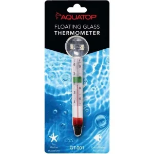 Aquatop Floating Glass Aquarium Thermometer with Suction Cup Mount Clear 1ea
