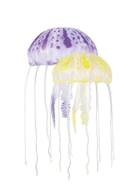 Aquatop Floating Jellyfish Aquarium Ornament Purple/Yellow 2 in & 3in 2 Pack - Image 2