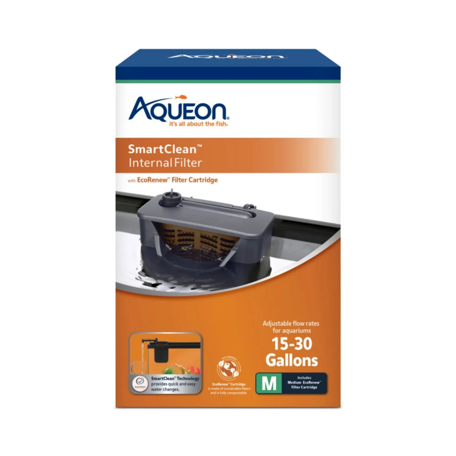 Aqueon QuietFlow Internal Aquarium Filter with SmartClean Technology Medium