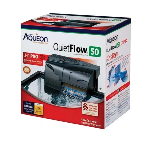 Aqueon QuietFlow LED PRO Aquarium Power Filter, Size 50