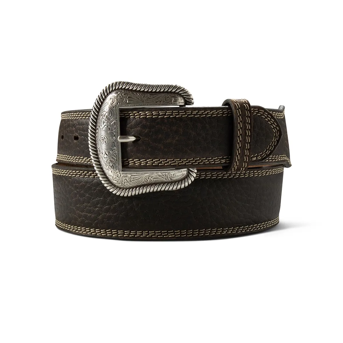 Ariat Ariat Men's Leather Belt Triple-Stitch Tapered with Floral Buckle