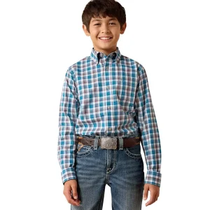 Ariat Boy's Lyons Blue Plaid Pro Series Walter Shirt