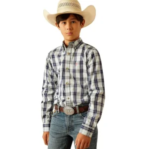 Ariat Boys Navy Plaid Pro Series Curtis Shirt