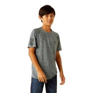 Ariat Boys Newsboy Blue Vertical Gradient Charger Short Sleeve Tee