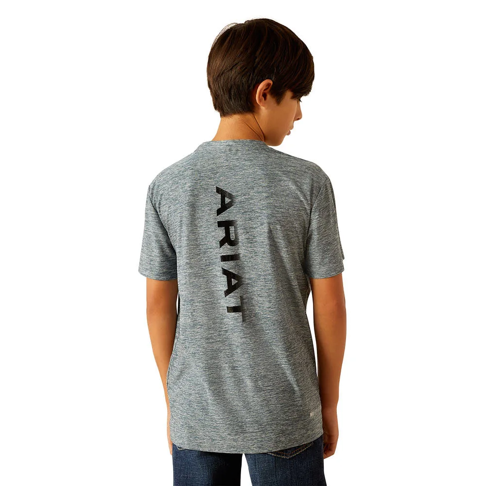 Ariat Boys Newsboy Blue Vertical Gradient Charger Short Sleeve Tee - Image 2