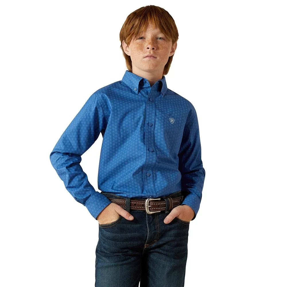 Ariat Boy's Royal Blue Stratford Long Sleeve Shirt