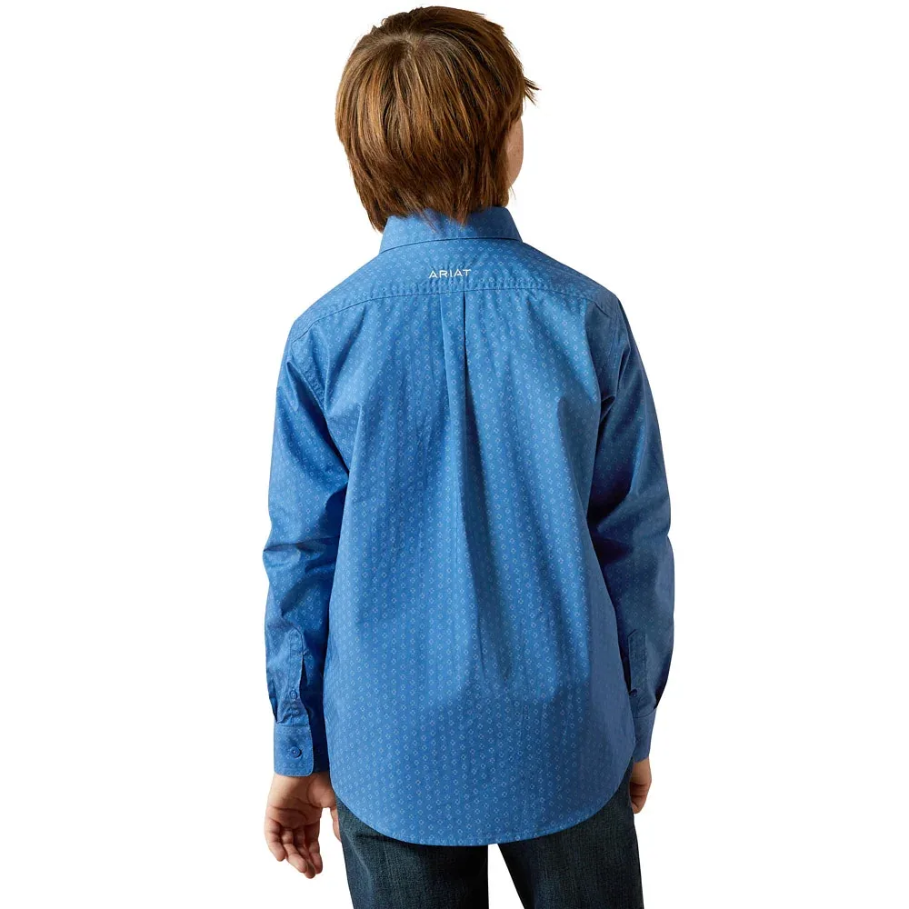 Ariat Boy's Royal Blue Stratford Long Sleeve Shirt - Image 2