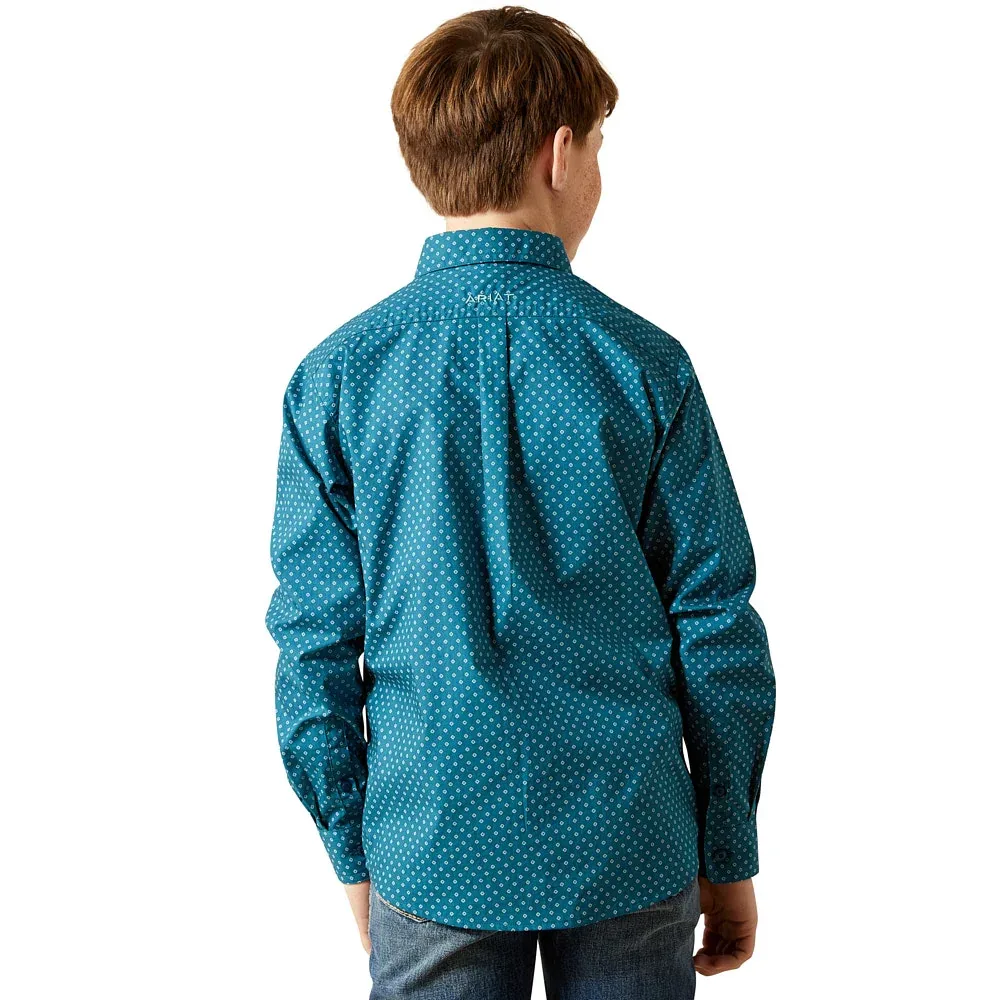Ariat Boy's Tyce Dark Teal Shirt - Image 2