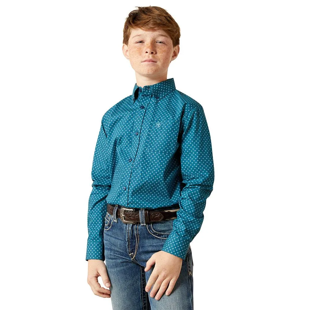 Ariat Boy's Tyce Dark Teal Shirt
