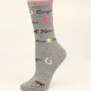 Ariat Girls Cowgirl Cross Crew Socks Blue