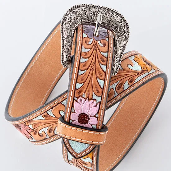 Ariat Girls Floral Tooled Belt - Image 2