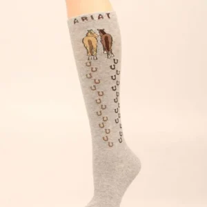 Ariat Horse Head Crew Sock Grey
