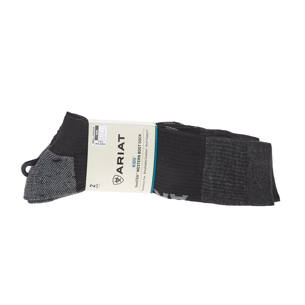 Ariat Kid`s VentTEK Black OTC Socks 2 Pack