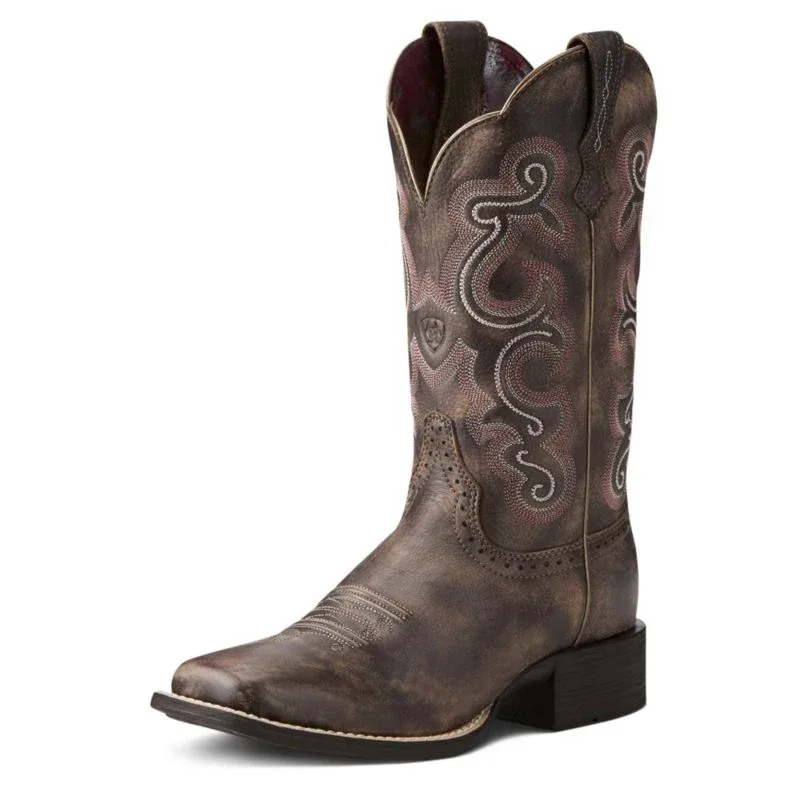 Ariat Ladies Quickdraw Sq Toe Chocolate Boots - Image 2