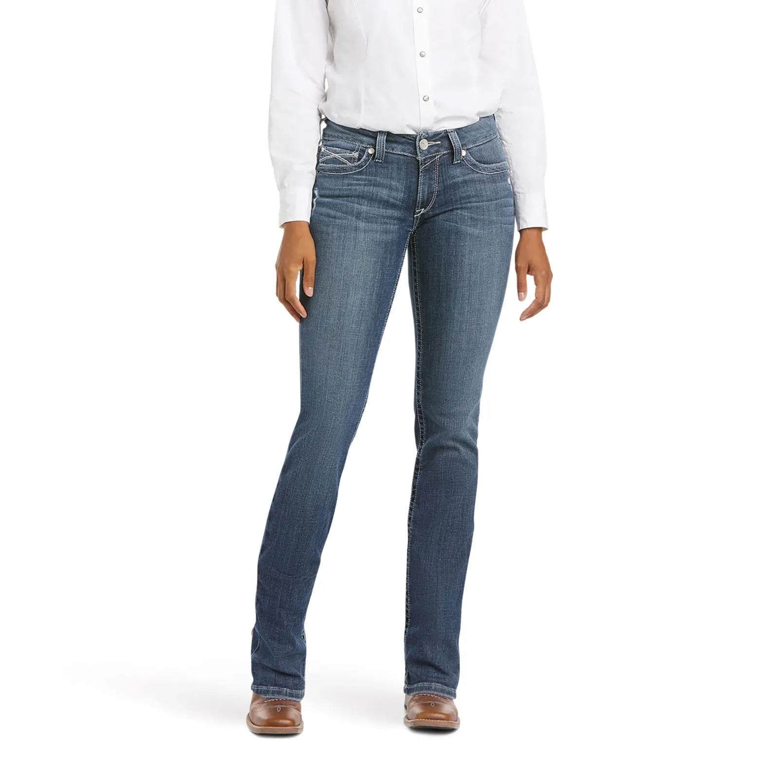 Ariat Ladies R.E.A.L. Mid Rise Arrow Gianna Straight Jeans - Image 2
