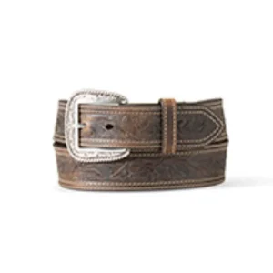 Ariat Men's 1 1/2in. Brown Tooled Double Stitch Belt