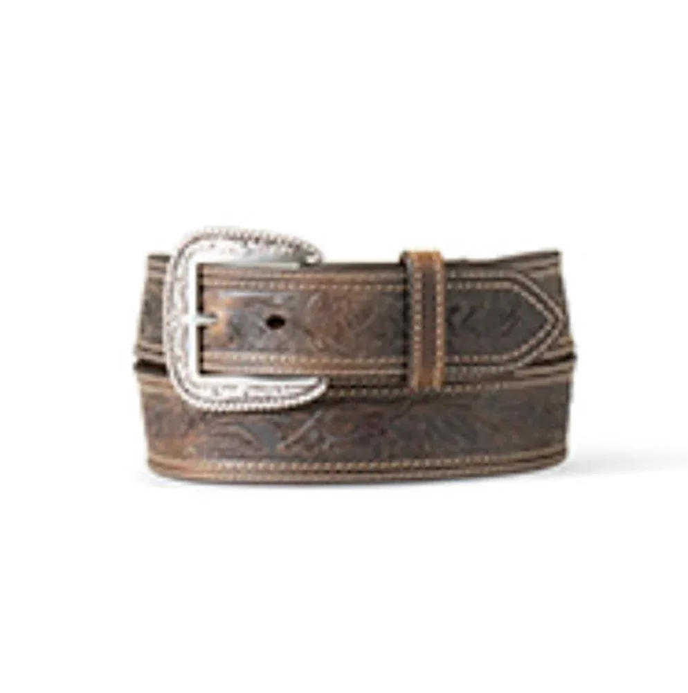 Ariat Men's 1 1/2in. Brown Tooled Double Stitch Belt