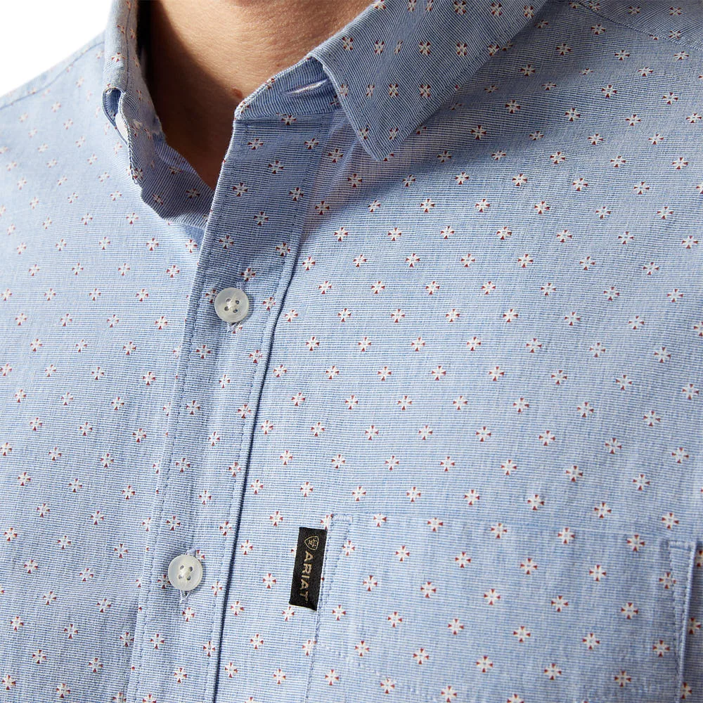 Ariat Mens Blue Milky Modern Long Sleeve Shirt - Image 2