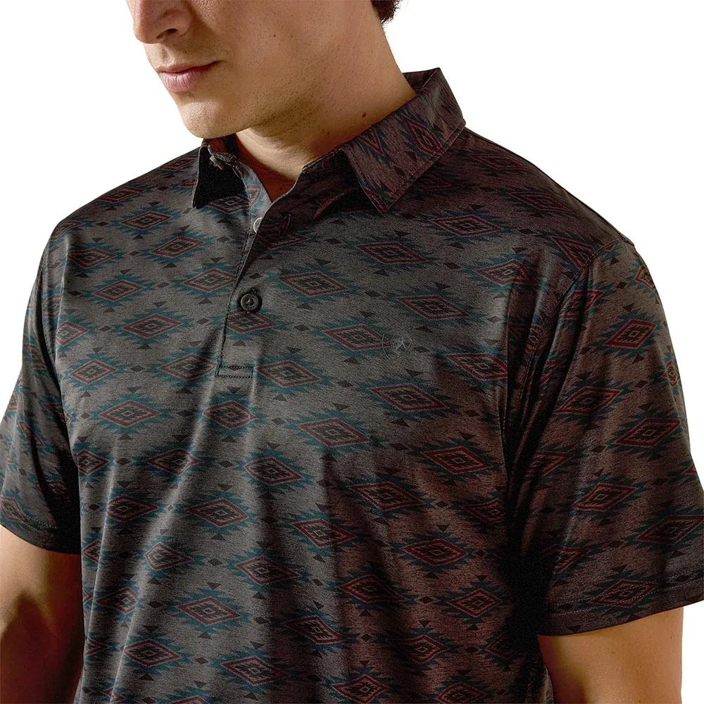 Ariat Men's Charcoal Print Polo - Image 2
