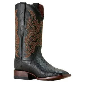 Ariat Men's Classic Cash Black Full Quill Ostrich Vamp 12in Midnight Black Top