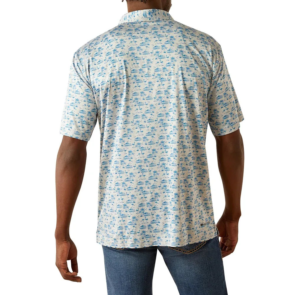 Ariat Men's Grey Charger 2.0 Printed Polo - Image 2