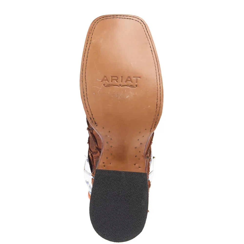 Ariat Men's Riverside Cognac Bass Print 11in Basic White Top - Image 2