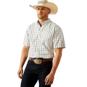 Ariat Mens White Plaid Pro Series Cooper Shirt