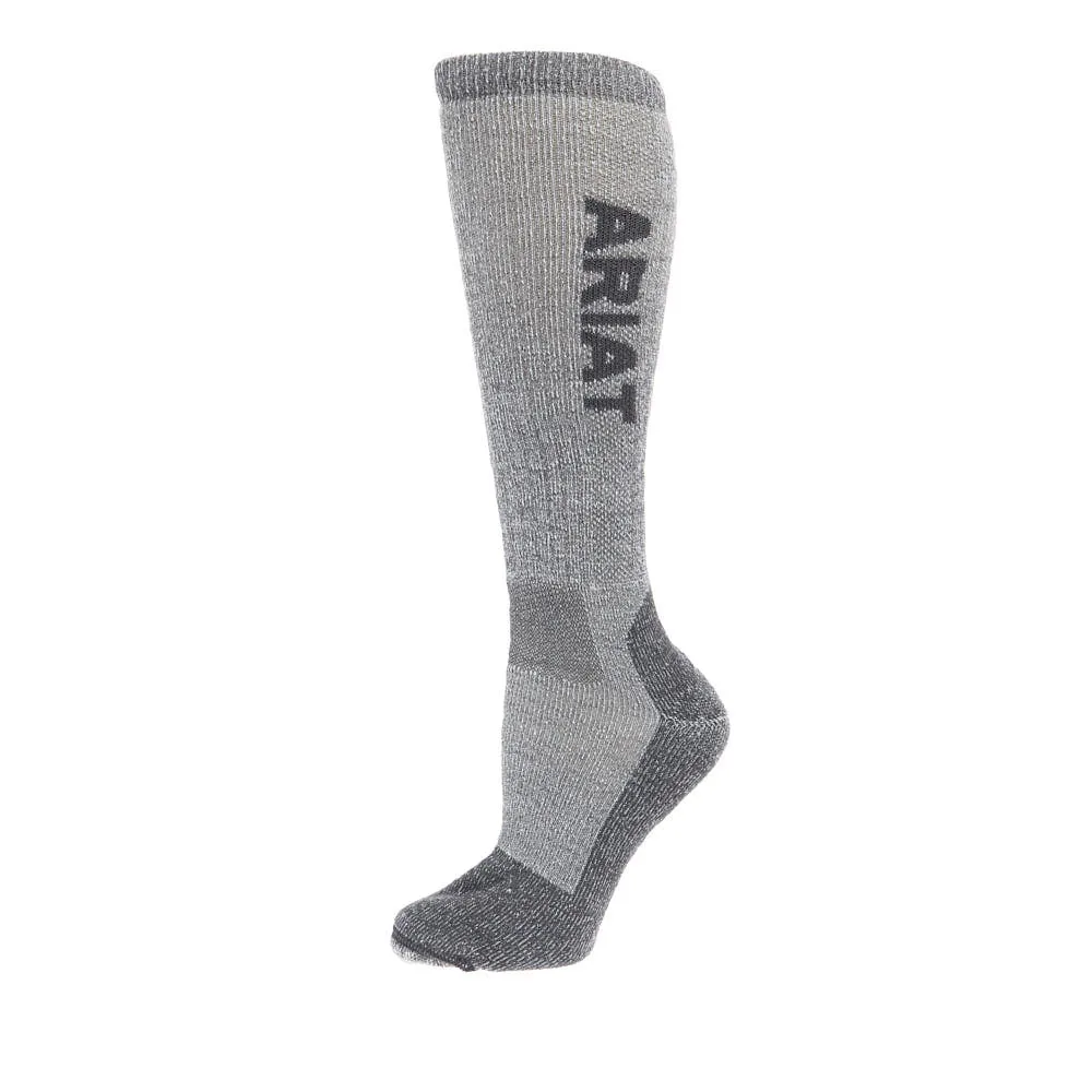 Ariat Mid Weight Steel Toe Merino Grey OTC Socks - Image 2
