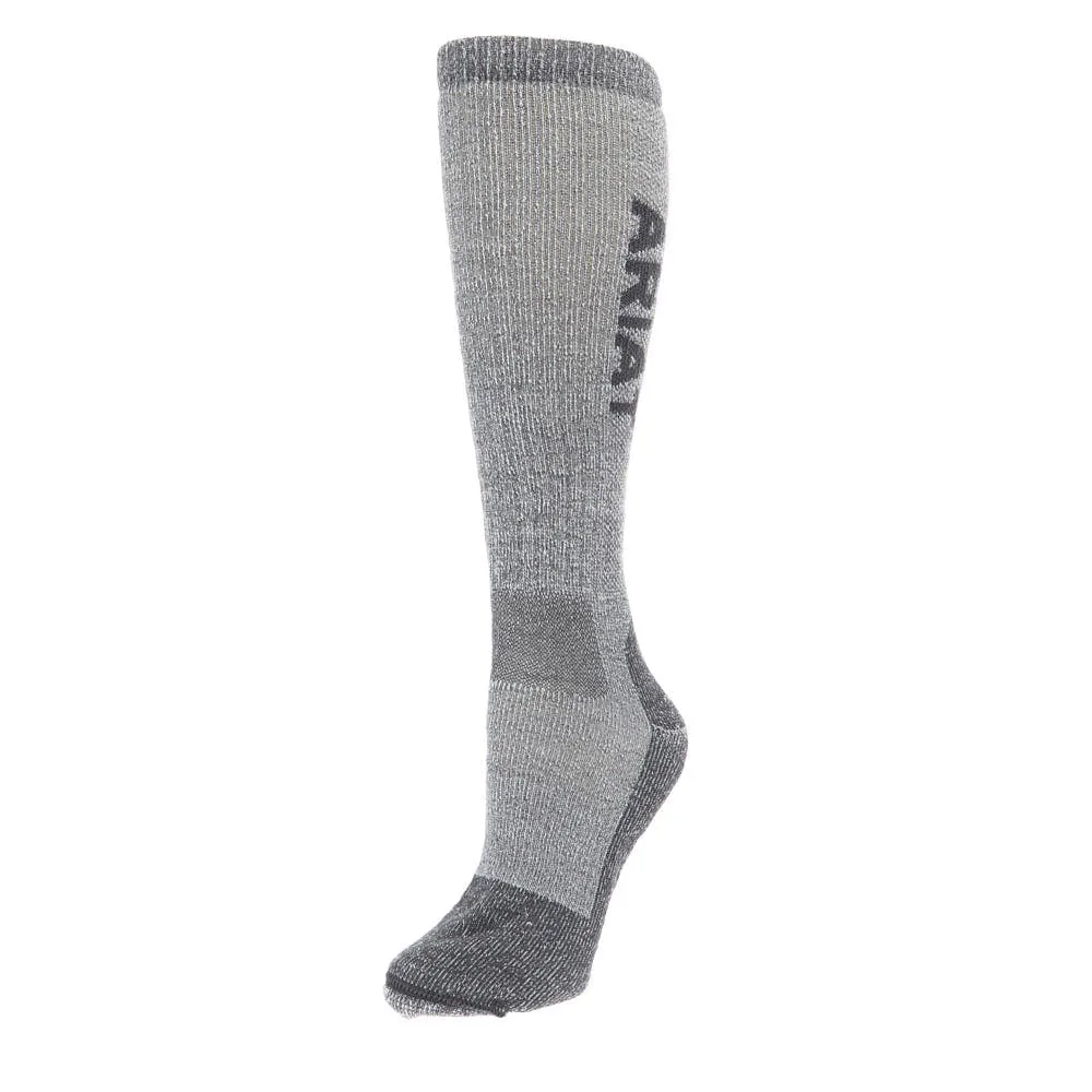Ariat Mid Weight Steel Toe Merino Grey OTC Socks