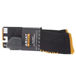 Ariat Unisex TEK High Performance Mid Calf Black Socks 2 Pack