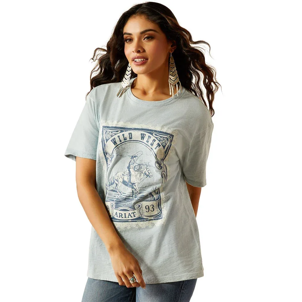 Ariat Womens Bleached Blue Wild West Stamp Tee - Image 2