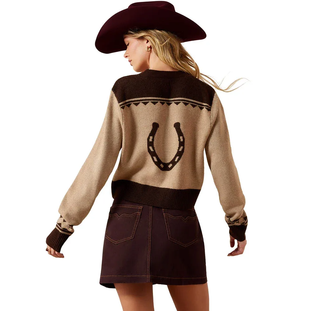 Ariat Women's Colter Tigers Eye Chicory Coffee Cardigan - Image 2