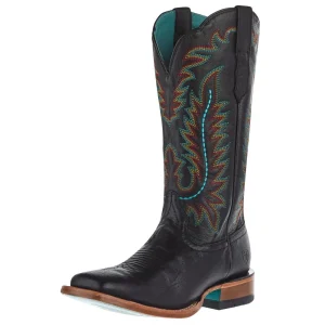Ariat Womens Frontier Tilly Black Vamp 12In Black Embroidered Top Cowgirl Boots