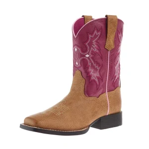 Ariat Youth Tombstone Cottage and Rosebud Square Toe Boot