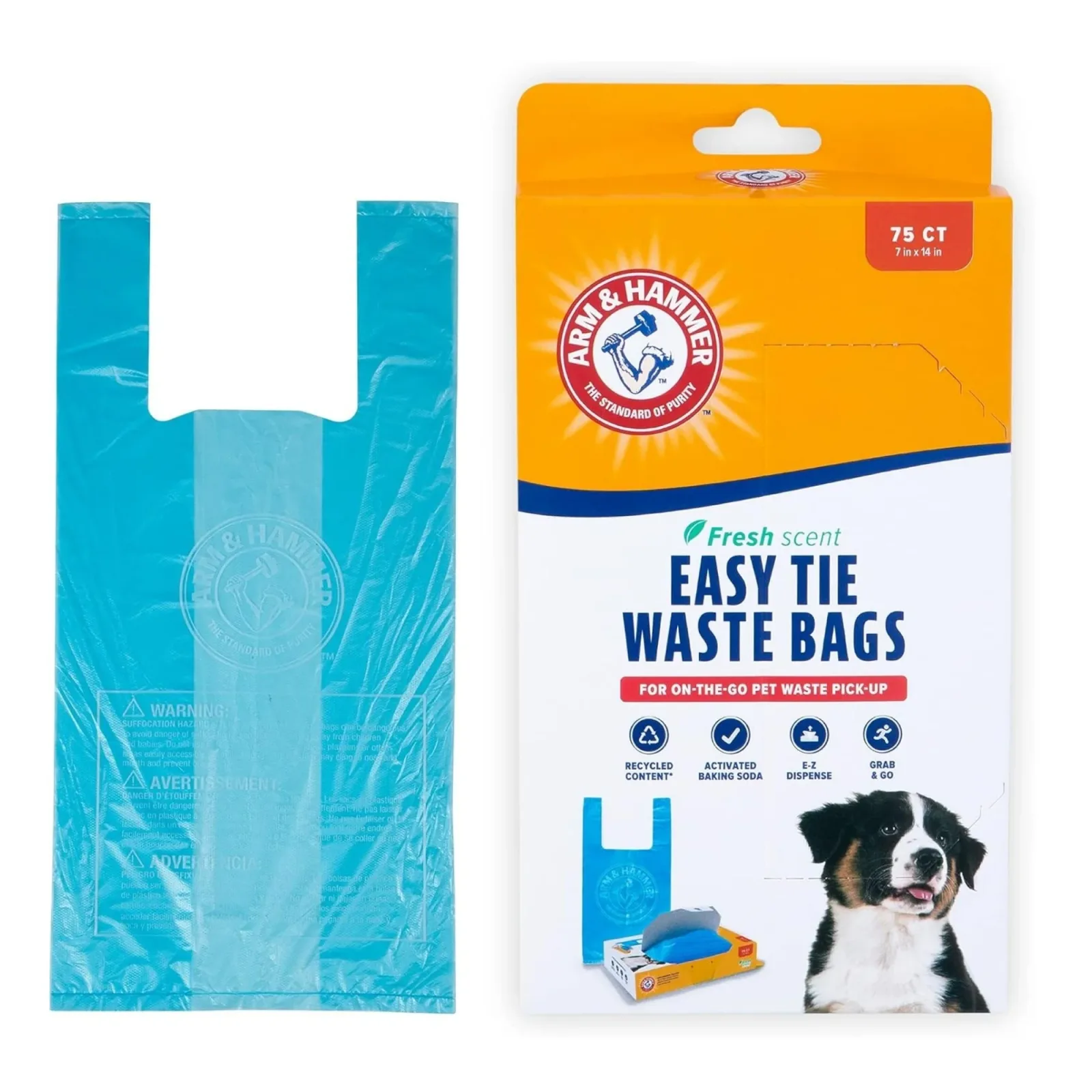 Arm & Hammer Easy-Tie Waste Bags, Blue 75 ct