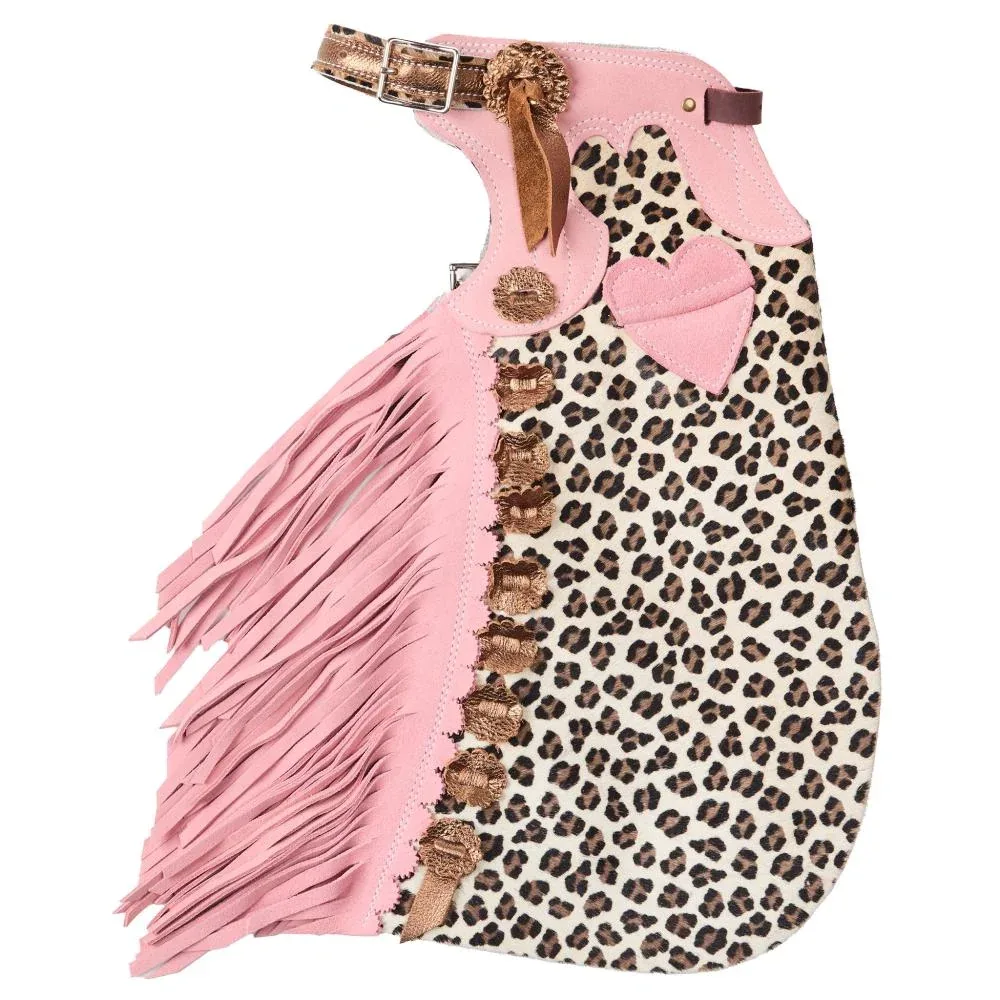 Arrow M Saddlery Cheetah and Pink Heart 4-5T Youth Chap