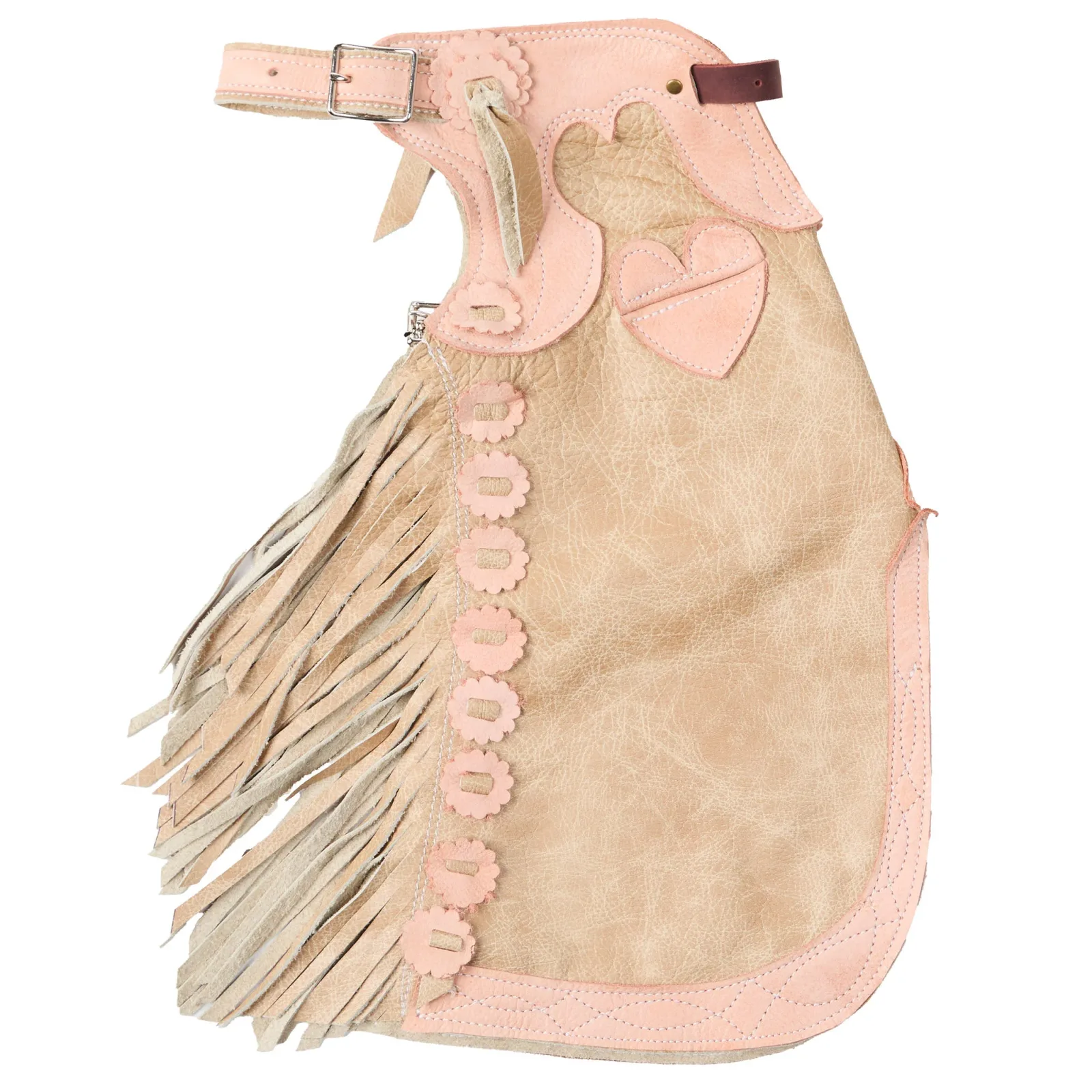 Arrow M Saddlery Vanilla and Light Pink Heart 4-5T Youth Chap - Image 2