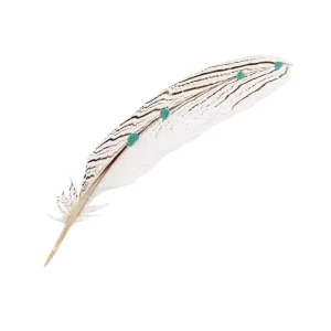 Austin Accent Inc. White Feather with Turquoise Stones