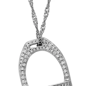 AWST Int'l Rhodium & Pave CZ Stirrup Necklace
