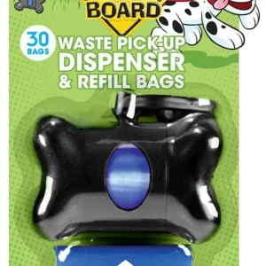 Bags on Board Bone Waste Pick-up Bag Dispenser with Dookie Dock Black 2 rolls of 15 pet waste bags 9 in x 14 in