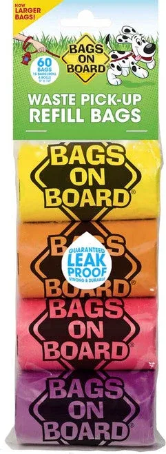 Bags on Board Waste Pick-up Bags Refill Yellow, Pink, Purple, Blue 60 Count - Image 2
