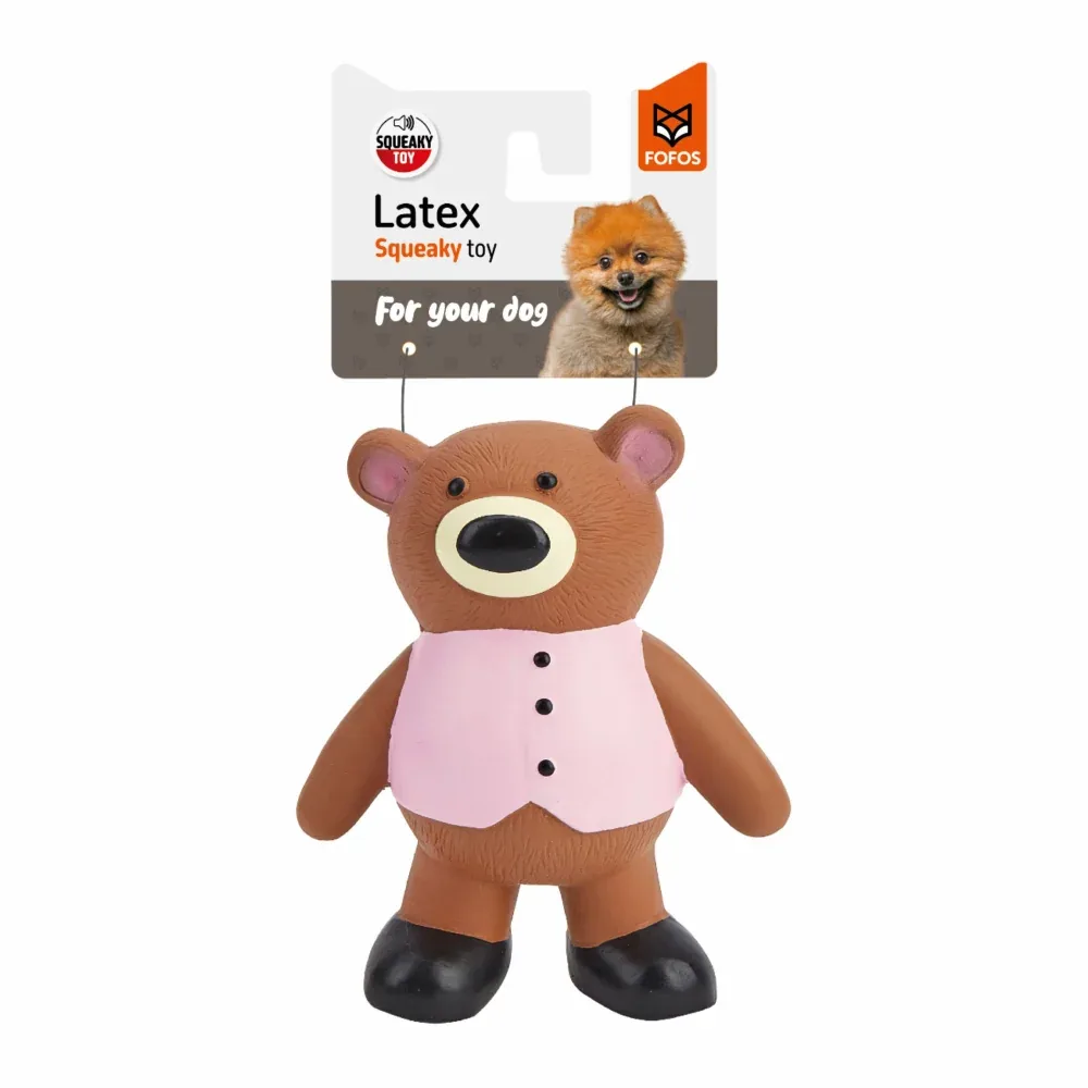 Barkbutler x Fofos Latex Bear Squeaky Toy for Dogs (Brown)