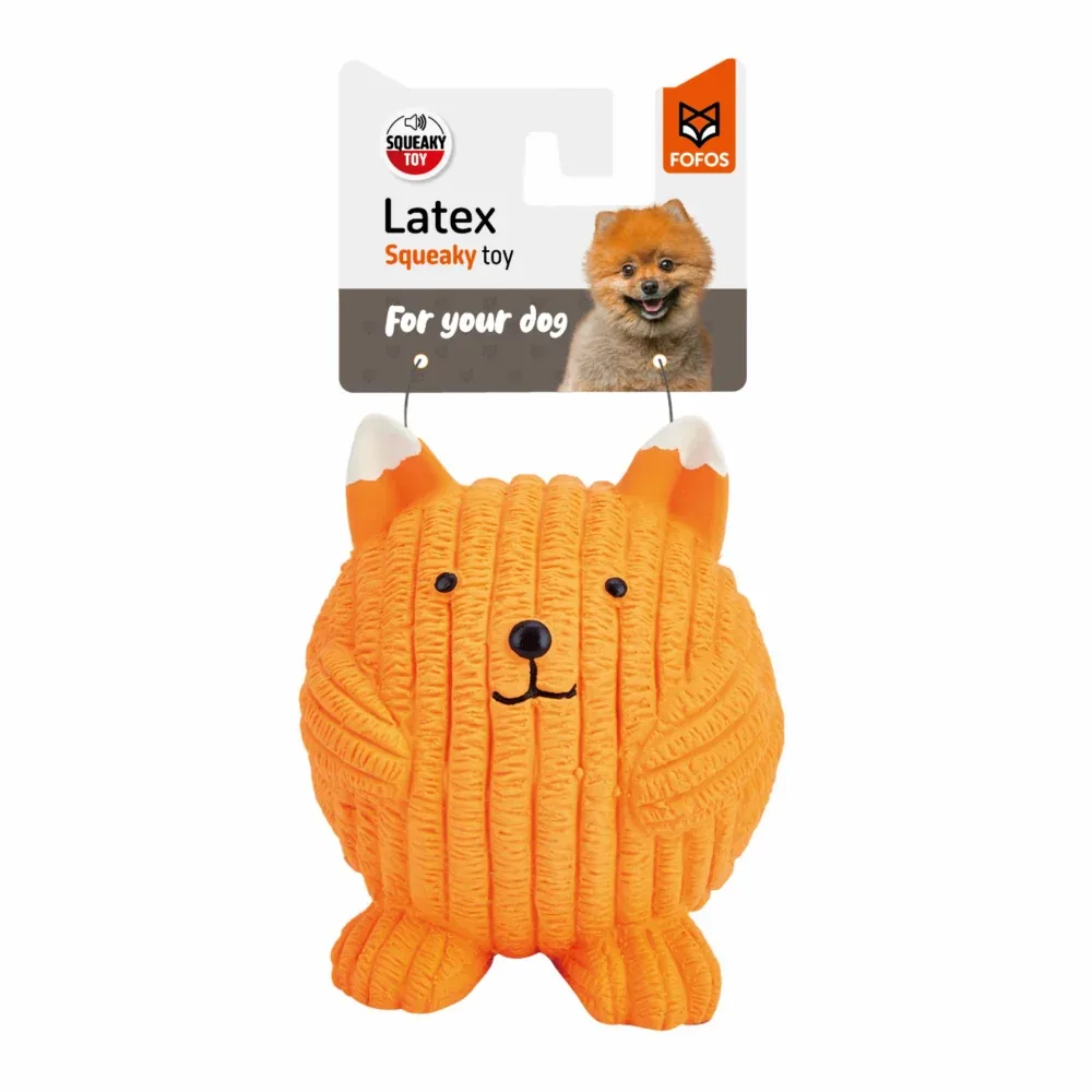Barkbutler x Fofos Latex Fox Ball Squeaky Toy for Dogs (Orange)