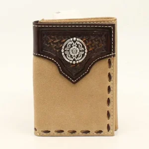 Basketweave Embossed Concho Tab Lace Edge Wallet