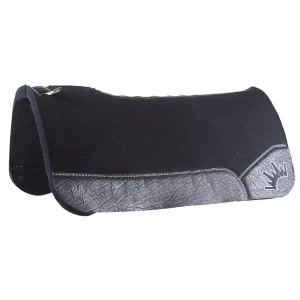 Best Ever Pads 1in Black Kush Saddle Pad with Elephant Wear Leathers and Silver Crown